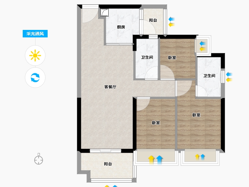 广东省-江门市-新会富力英皇金禧花园-78.00-户型库-采光通风