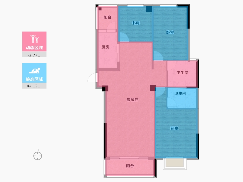 湖北省-咸宁市-香城梦苑-97.80-户型库-动静分区