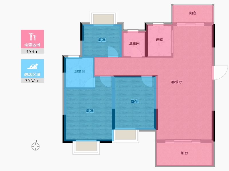 湖北省-宜昌市-东城雅郡-89.46-户型库-动静分区