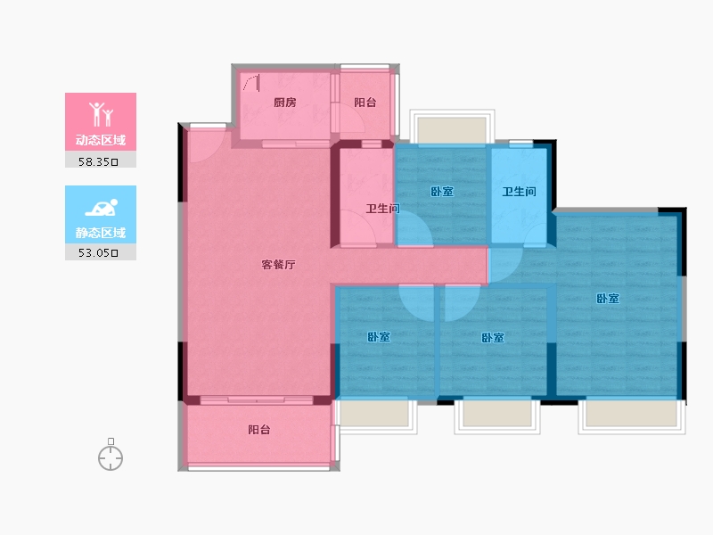 广东省-江门市-富山雅苑-100.08-户型库-动静分区