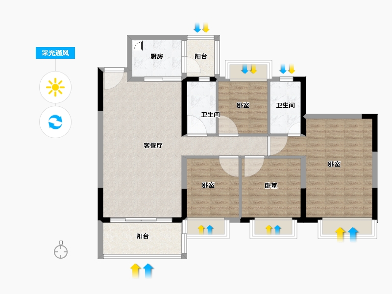 广东省-江门市-富山雅苑-100.08-户型库-采光通风