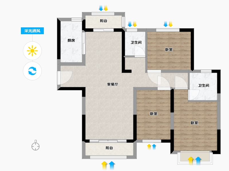 湖北省-武汉市-正商金域世家-100.00-户型库-采光通风