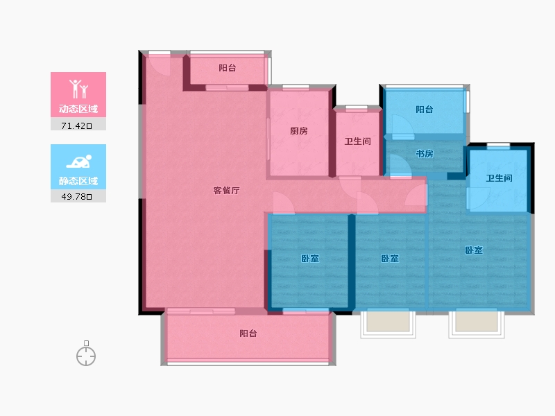 湖南省-邵阳市-湾田望江府-108.62-户型库-动静分区