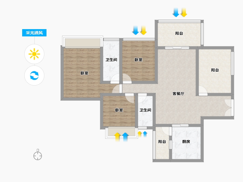 广东省-湛江市-威雅沿江半岛-107.13-户型库-采光通风