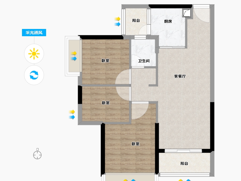 广东省-江门市-新会富力英皇金禧花园-73.01-户型库-采光通风