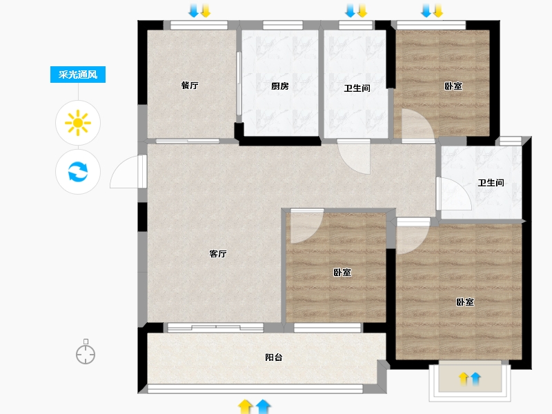 浙江省-绍兴市-合生杭州湾国际新城-82.00-户型库-采光通风