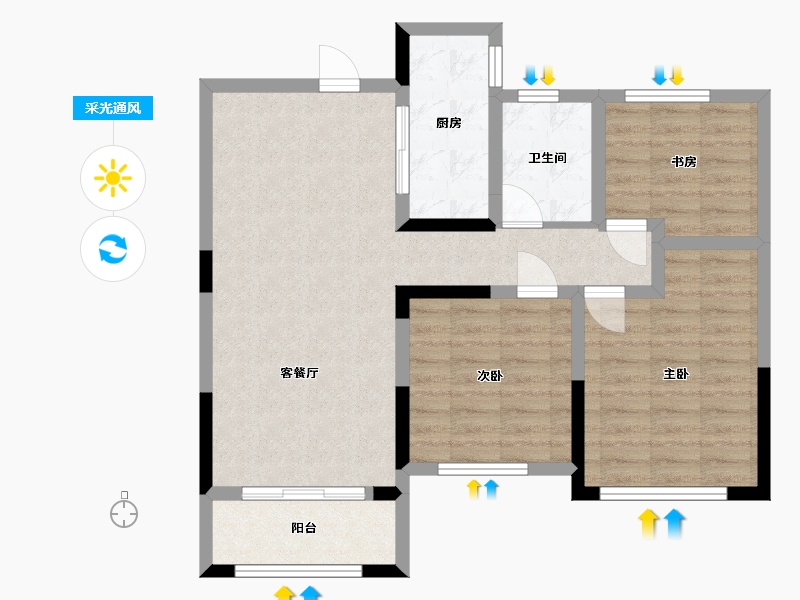 安徽省-蚌埠市-禹泽园-79.99-户型库-采光通风