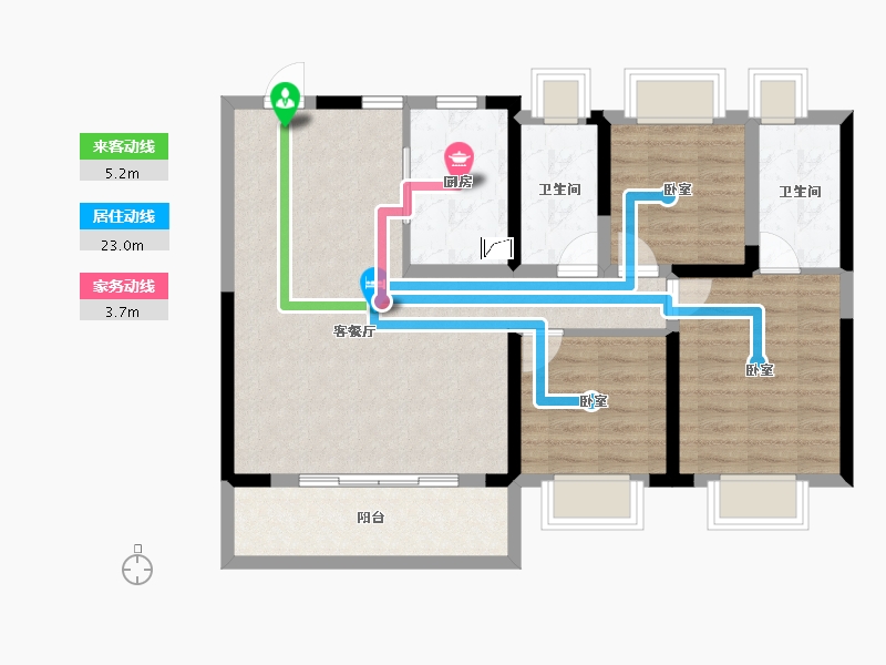 湖北省-武汉市-海格公馆-85.71-户型库-动静线