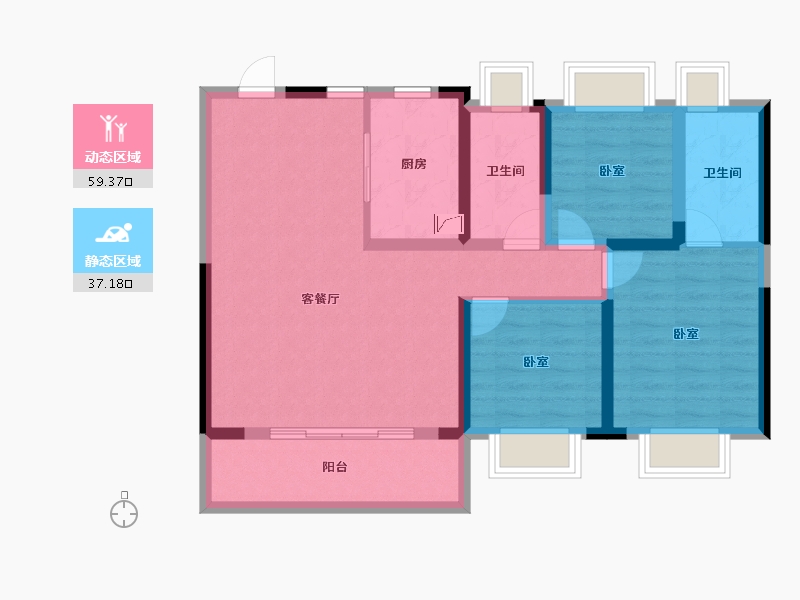 湖北省-武汉市-海格公馆-85.71-户型库-动静分区