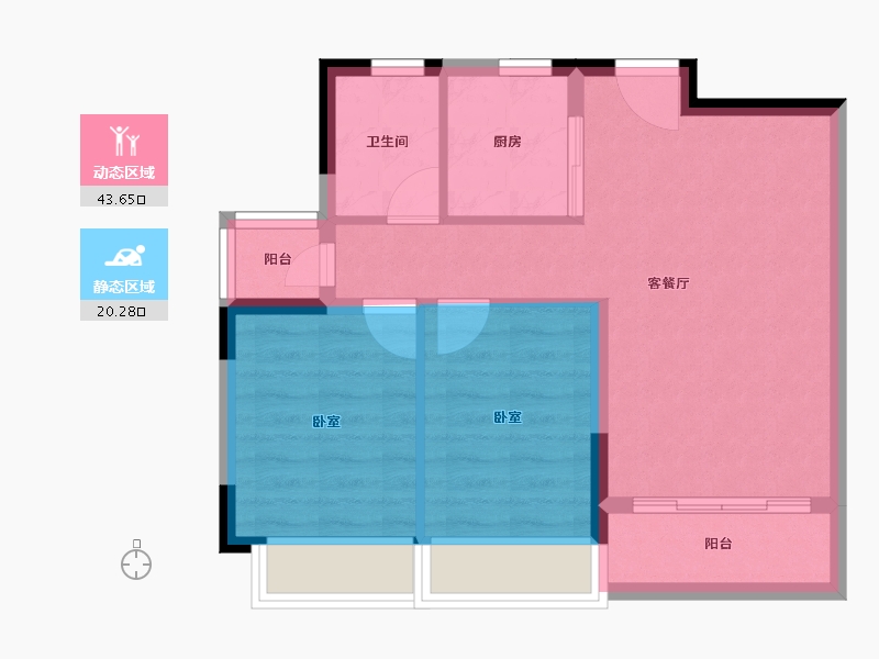 广东省-珠海市-中海·左岸岚庭-57.17-户型库-动静分区