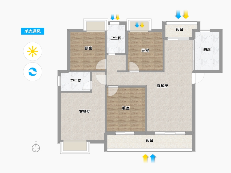 湖北省-孝感市-悟星城-99.30-户型库-采光通风