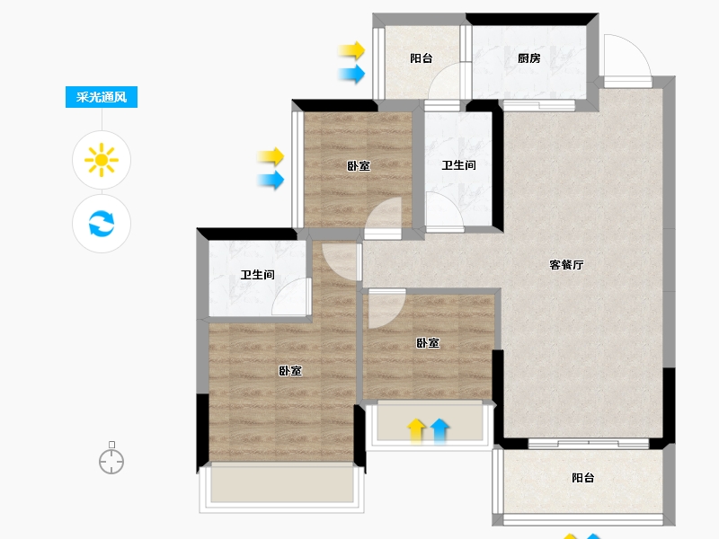 广东省-江门市-联合高峰汇-69.21-户型库-采光通风