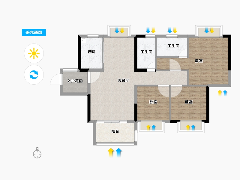 广东省-江门市-富山雅苑-88.01-户型库-采光通风