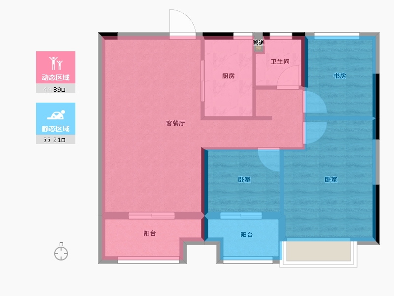 浙江省-宁波市-金色尚府-69.99-户型库-动静分区