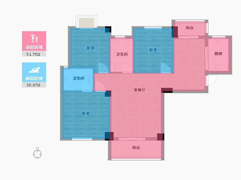 湖北省-黄石市-滨江国际-78.88-户型库-动静分区