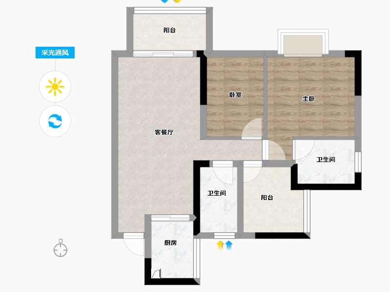 广东省-佛山市-恒福天悦-63.56-户型库-采光通风