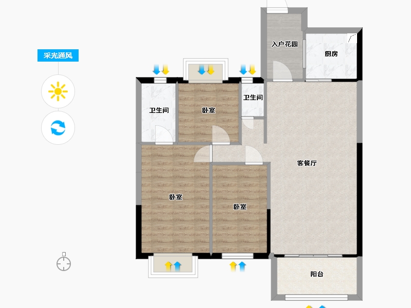 湖南省-常德市-临澧三一翡翠湾-86.03-户型库-采光通风