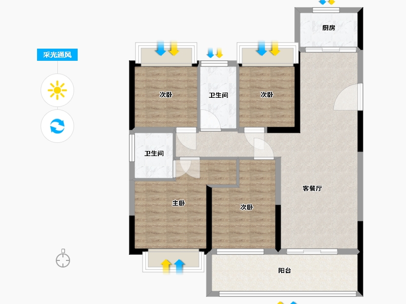 安徽省-蚌埠市-和顺静天府-101.00-户型库-采光通风