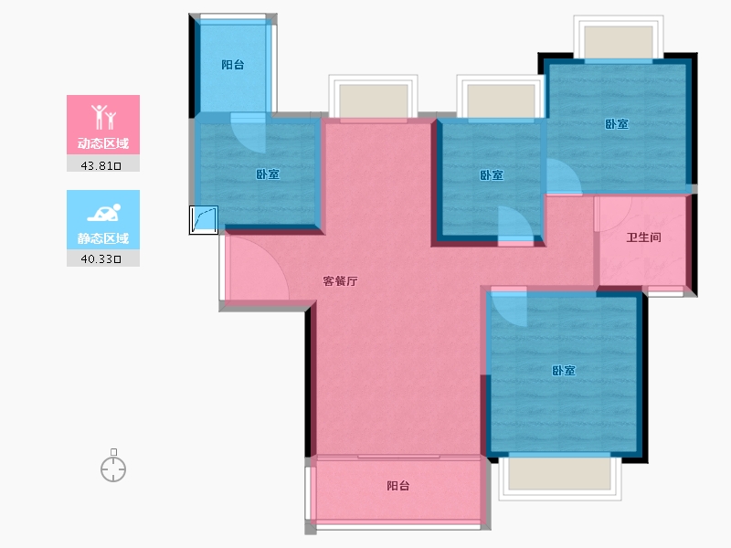 湖北省-黄石市-黄石恒大御景-74.25-户型库-动静分区