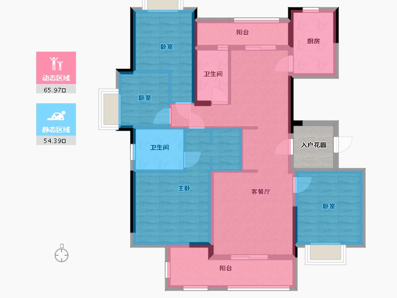 湖北省-武汉市-恒瑞上城-110.84-户型库-动静分区