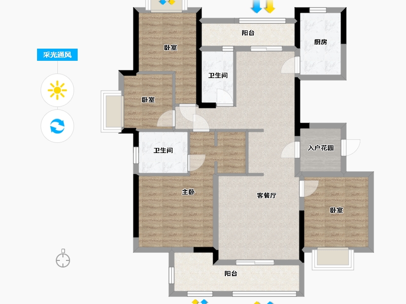 湖北省-武汉市-恒瑞上城-110.84-户型库-采光通风