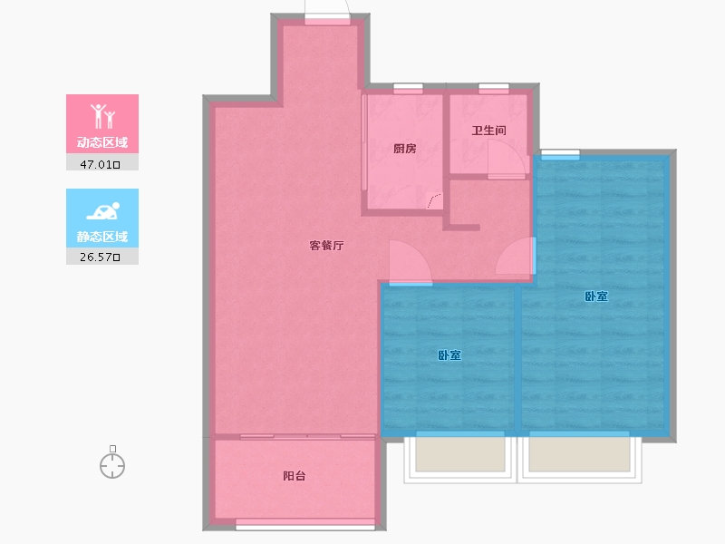 湖南省-常德市-中南·珑悦-66.93-户型库-动静分区