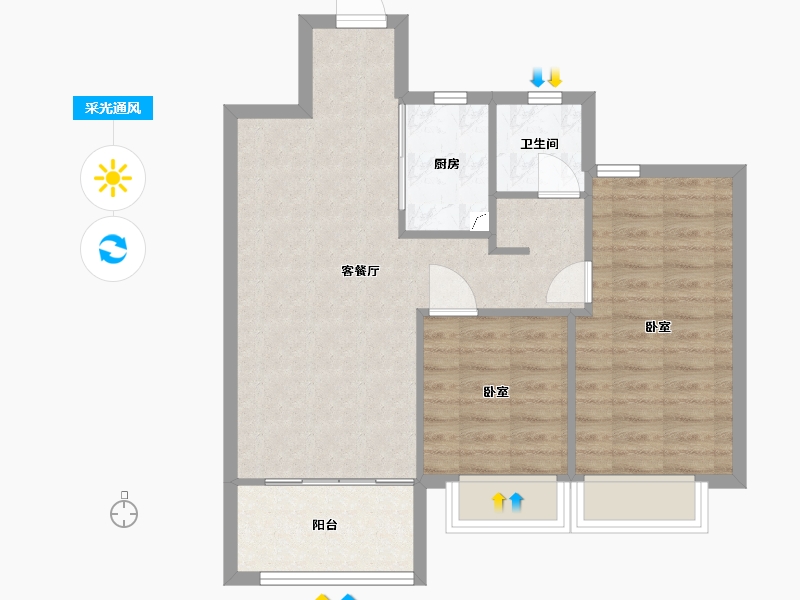 湖南省-常德市-中南·珑悦-66.93-户型库-采光通风