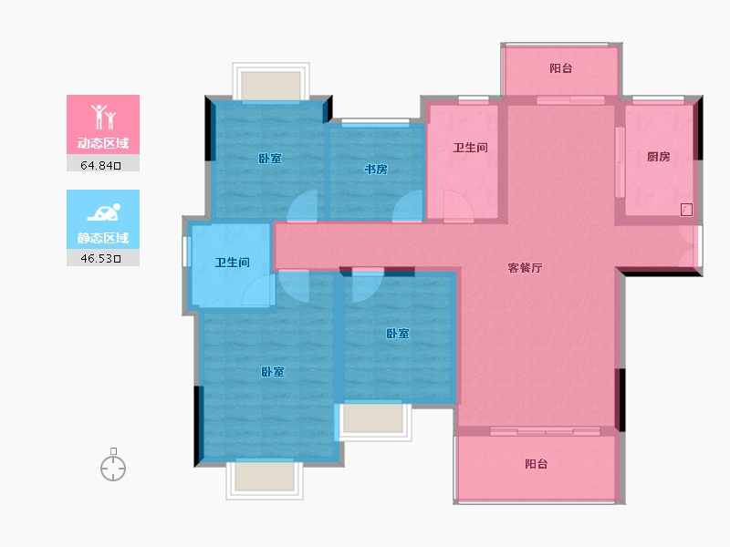 湖北省-宜昌市-东城雅郡-100.17-户型库-动静分区