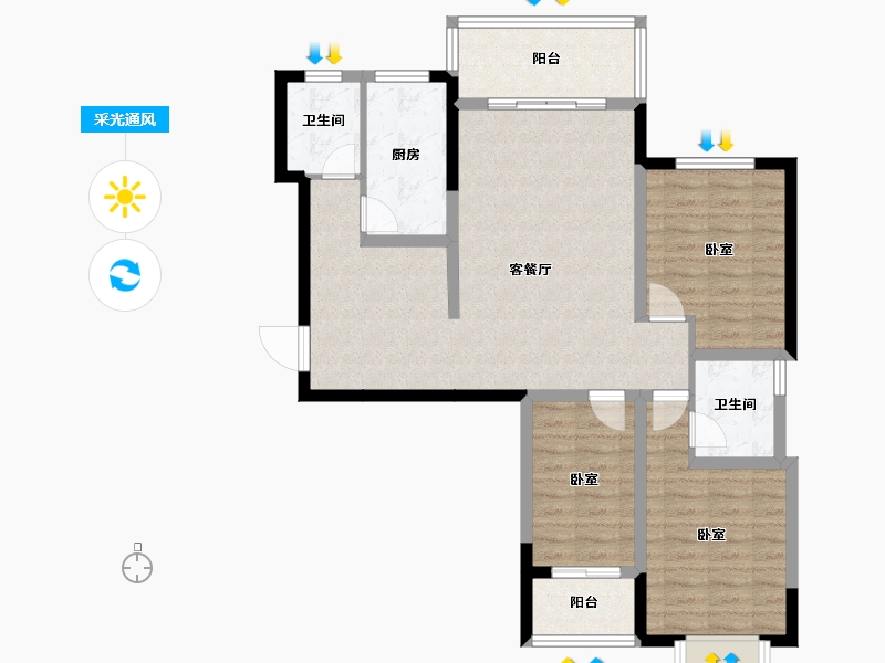 湖北省-荆州市-合汇·公园天下-93.58-户型库-采光通风