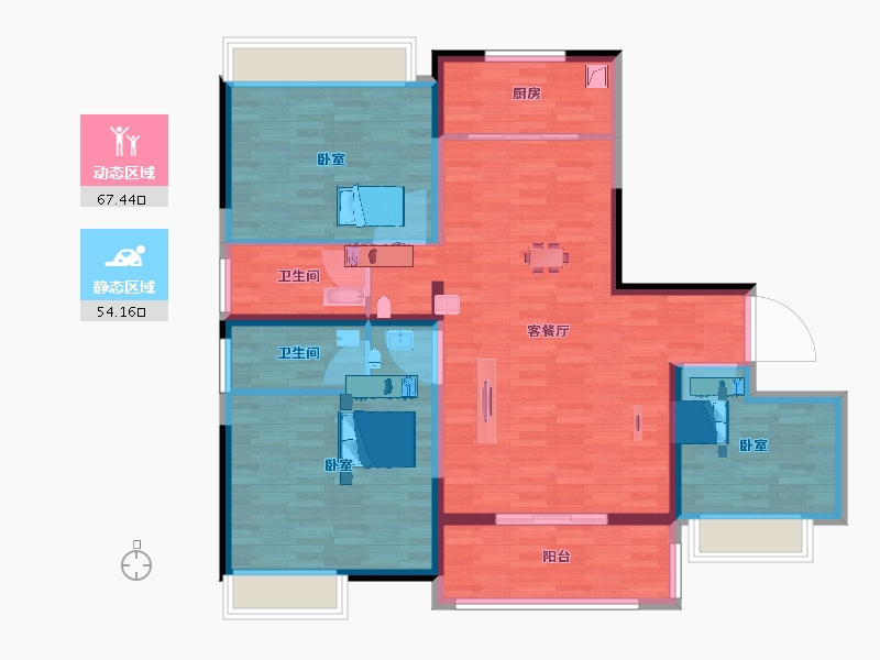 安徽省-安庆市-天紫四季花城二期-110.00-户型库-动静分区