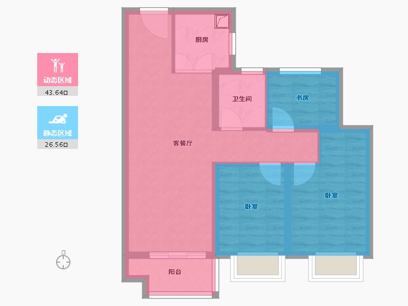 湖北省-鄂州市-金地城与城棠境-61.83-户型库-动静分区