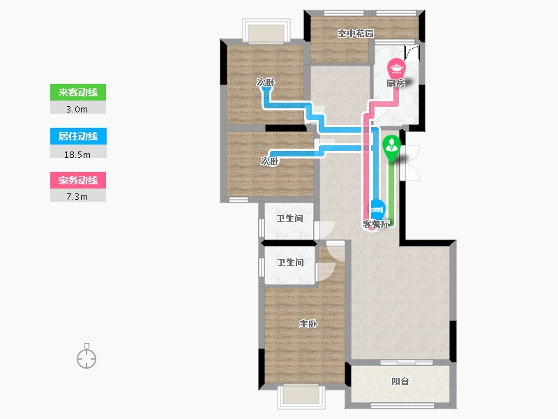 湖南省-长沙市-兴汝金城-106.83-户型库-动静线