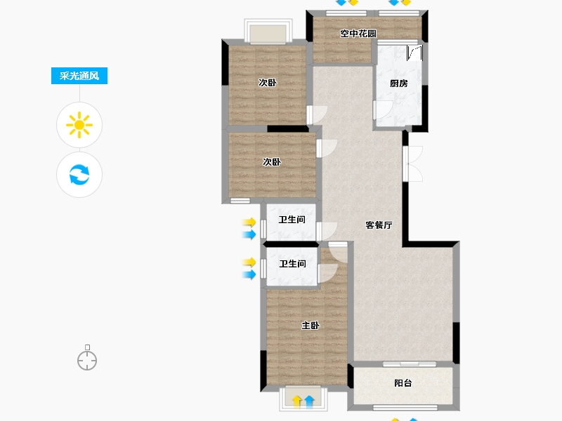 湖南省-长沙市-兴汝金城-106.83-户型库-采光通风