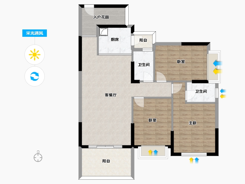 广东省-惠州市-博雅花园-101.48-户型库-采光通风