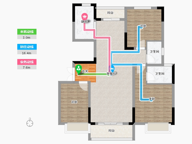 河南省-平顶山市-汝州建业桂园-107.99-户型库-动静线