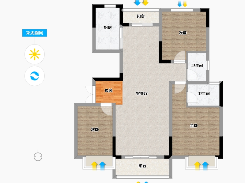 河南省-平顶山市-汝州建业桂园-107.99-户型库-采光通风