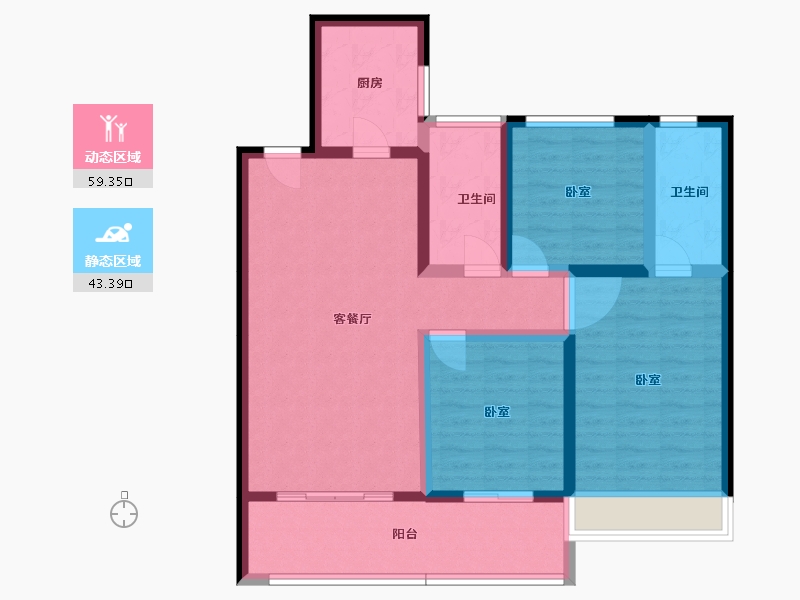 湖北省-黄石市-公园壹号院-91.28-户型库-动静分区