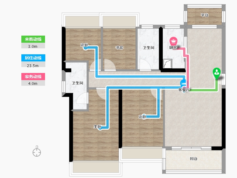 湖南省-湘潭市-福晟滨江花园-91.85-户型库-动静线