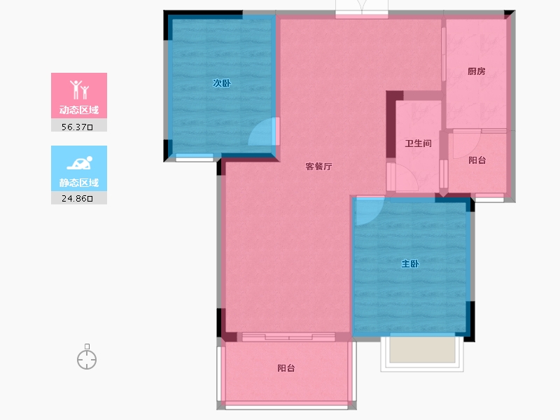 湖南省-湘潭市-沁园峰尚二期-72.96-户型库-动静分区