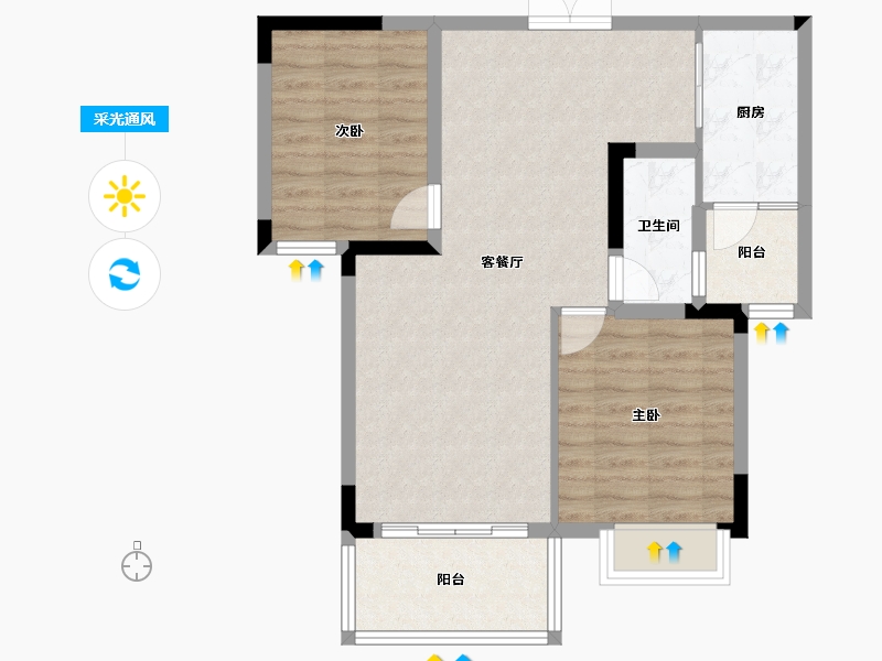 湖南省-湘潭市-沁园峰尚二期-72.96-户型库-采光通风