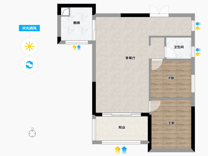 湖南省-湘潭市-湘潭东方明珠-66.32-户型库-采光通风