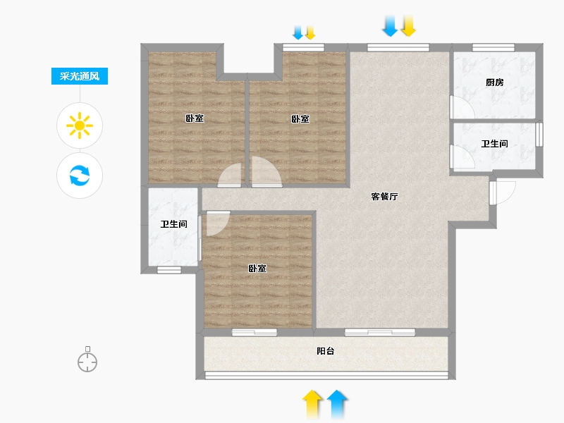 湖北省-孝感市-悟星城-108.80-户型库-采光通风