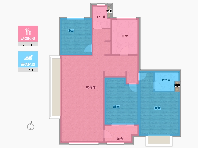 浙江省-宁波市-维科望江府-93.00-户型库-动静分区