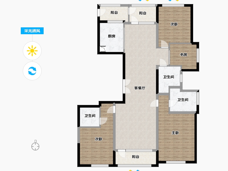 江苏省-苏州市-苏州湾景苑-154.00-户型库-采光通风