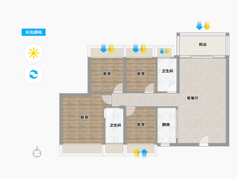 广东省-湛江市-麻章广弘商业广场-94.82-户型库-采光通风