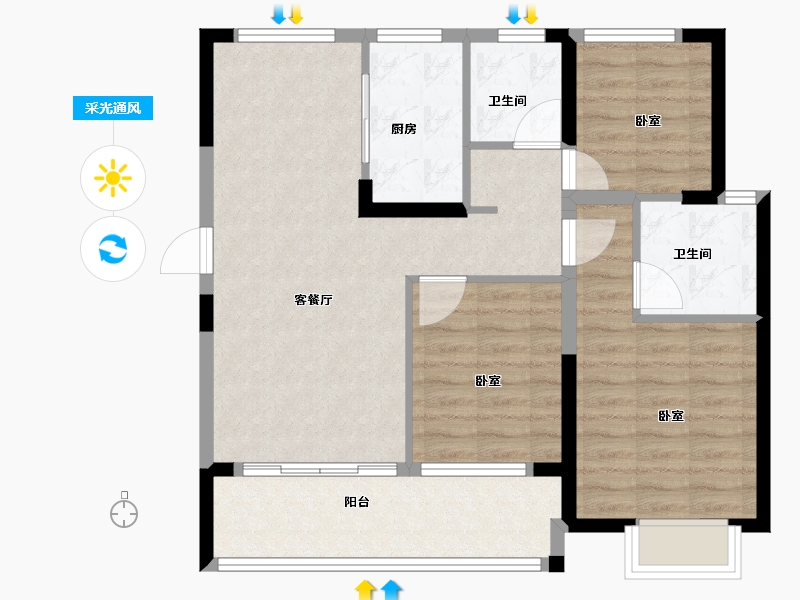 浙江省-绍兴市-合生杭州湾国际新城-82.00-户型库-采光通风