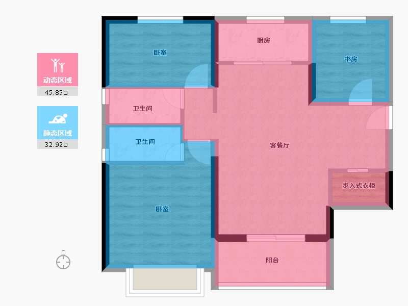 湖北省-黄石市-碧桂园·江湾城-70.02-户型库-动静分区