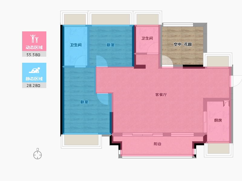 广东省-江门市-旭辉双龙台-82.68-户型库-动静分区