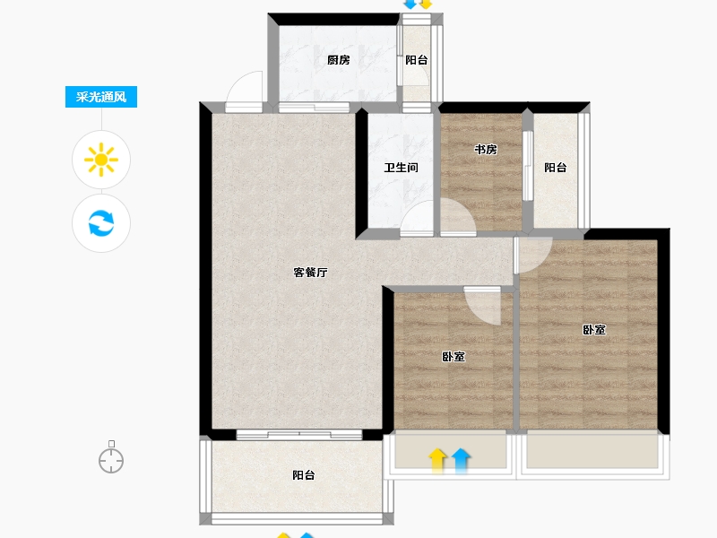 广东省-湛江市-麻章广弘商业广场-69.13-户型库-采光通风