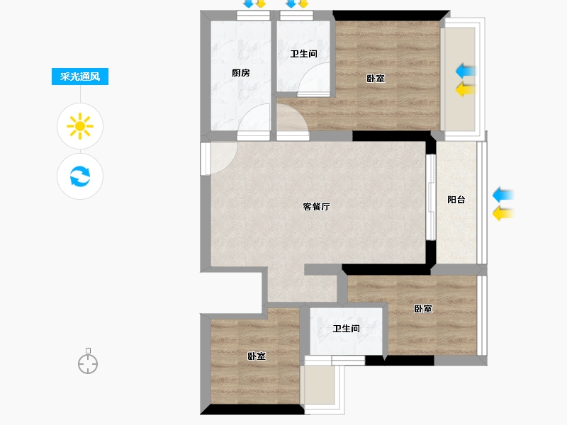 广东省-珠海市-碧桂园·濠月湾-46.88-户型库-采光通风